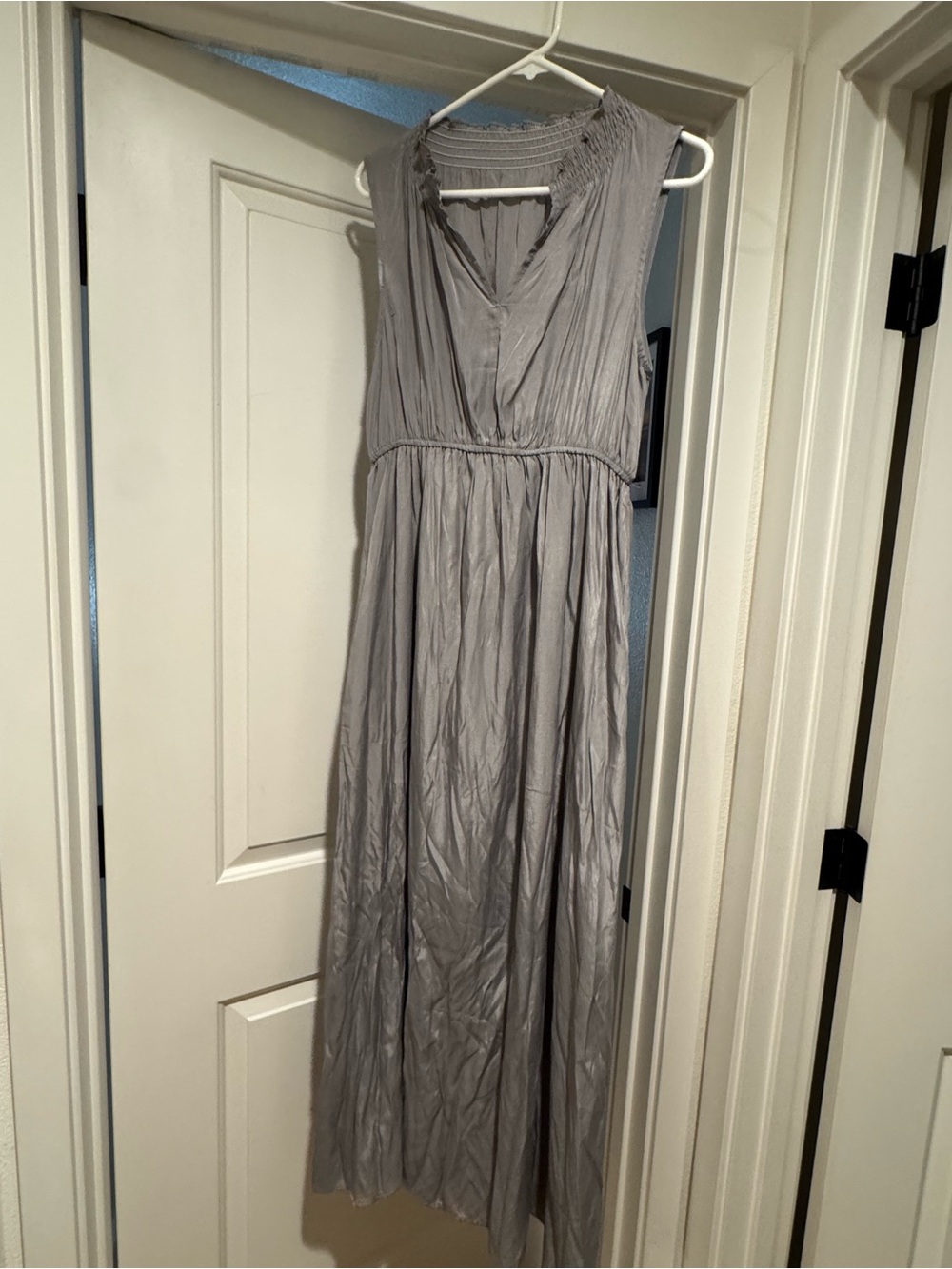Sleeveless V-Neck Maxi Dress in Light Gray